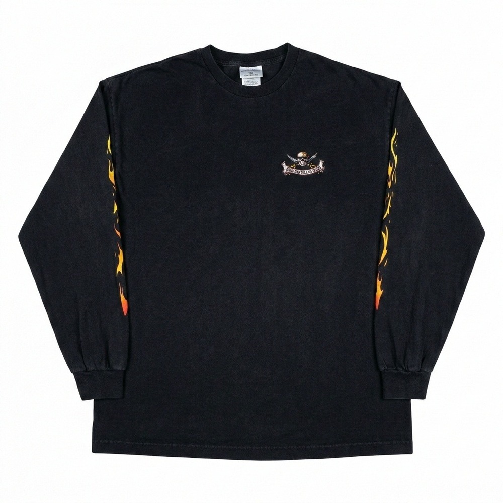 Coastal Classics Dead Men Tell No Tales Shirt XL Pirate Skull Flames Long Sleeve